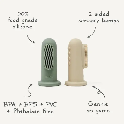 Mushie Silicone Finger Toothbrush 2pk
