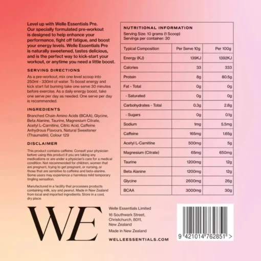 Welle Essentials Pre (Premium Pre-Workout) - Very Berry